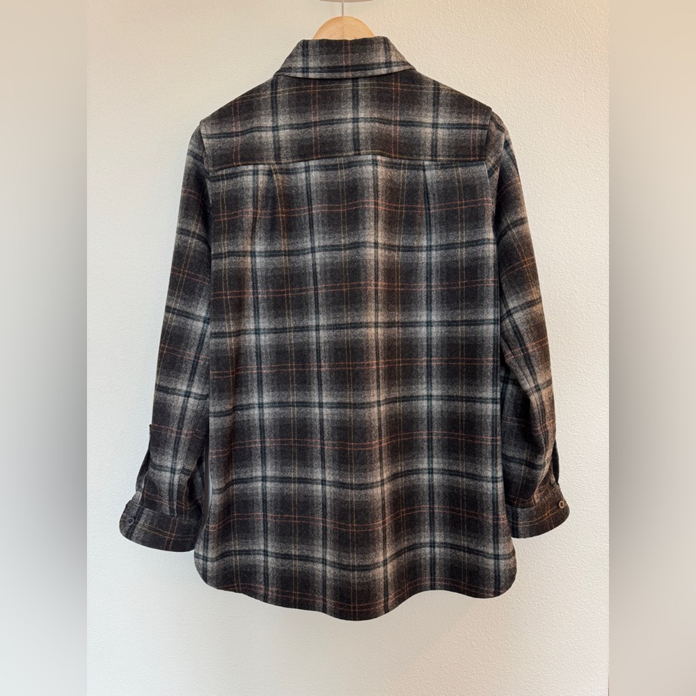 Pendleton Black Gray and Brown Plaid Button-Front Shacket - Picture 2 of 7